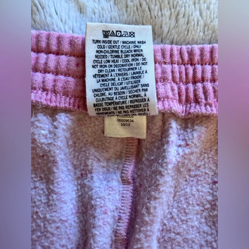 VS PINK VINTAGE 2013 Y2K SKINNY JOGGER SWEATPANTS SPECKLED PINK SCRIPT LOGO HTF - Picture 8 of 8